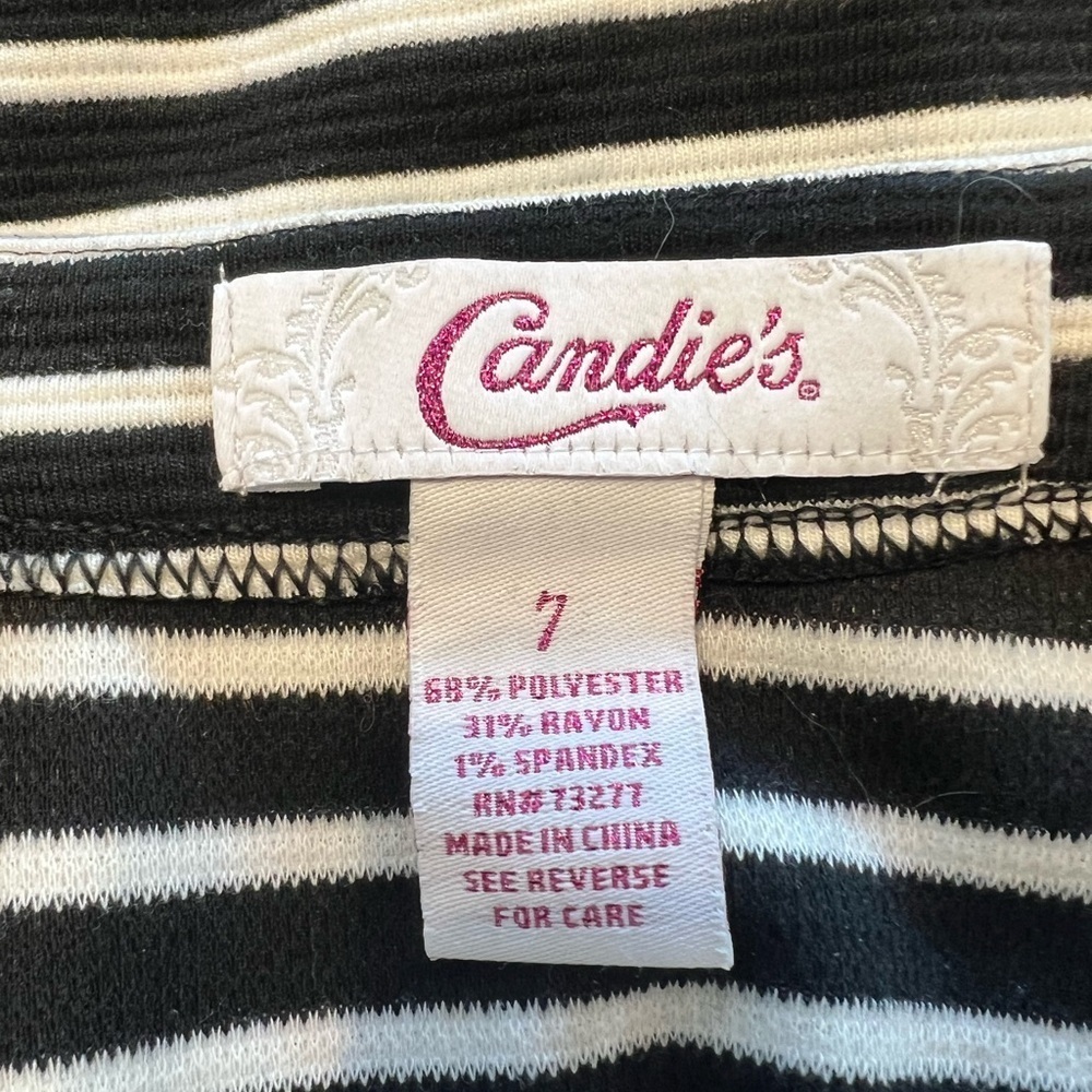 Candie's Black and White Striped Mini Skirt 7 - Picture 2 of 6